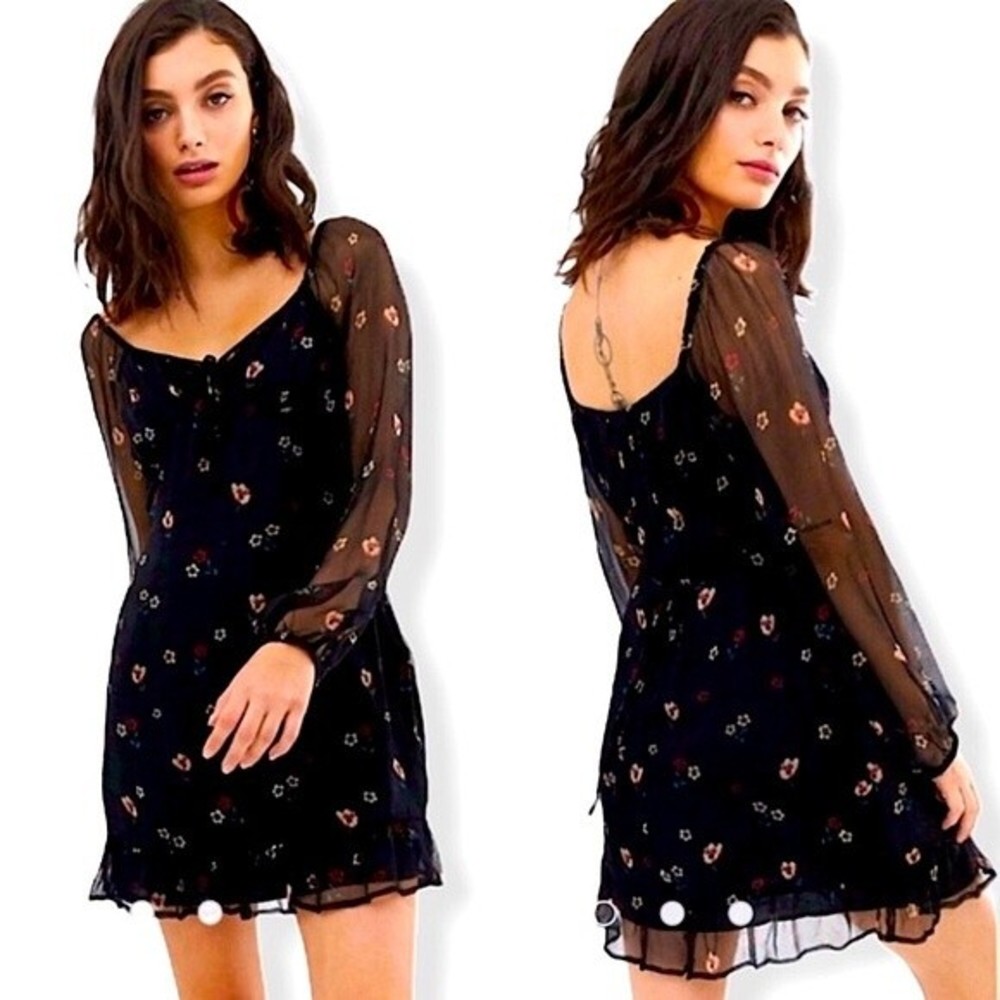 Rahi ditsy sweetheart Bohemian Boho Peasant Floral Print Festival mini dress M - Picture 4 of 9